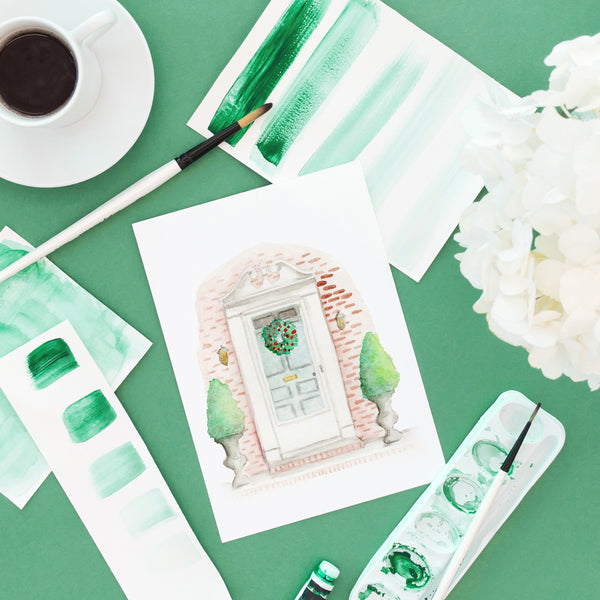 Custom Watercolor Painting with Coordinating Notecards