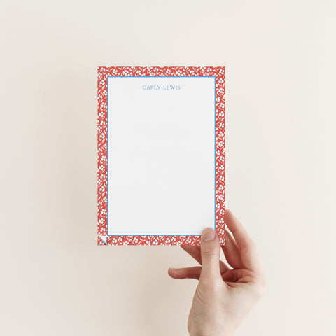 Red, White, and Blue Floral Border Notepad