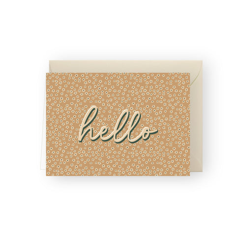 Hello Folded Card Pack (Cream/Dark Green)