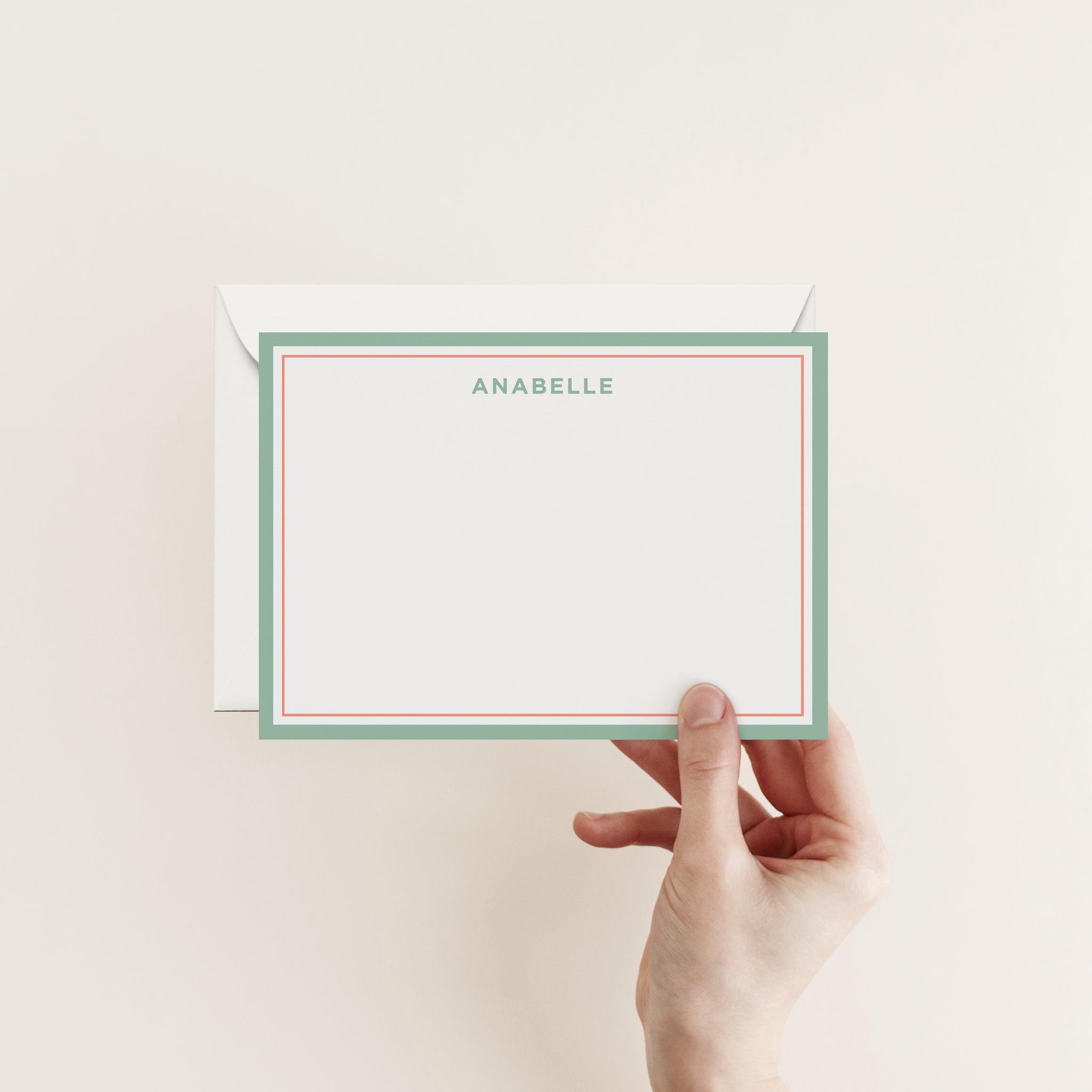 Green Double Border Stationery