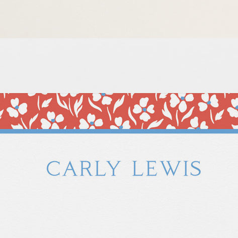 Red, White, and Blue Floral Border Stationery