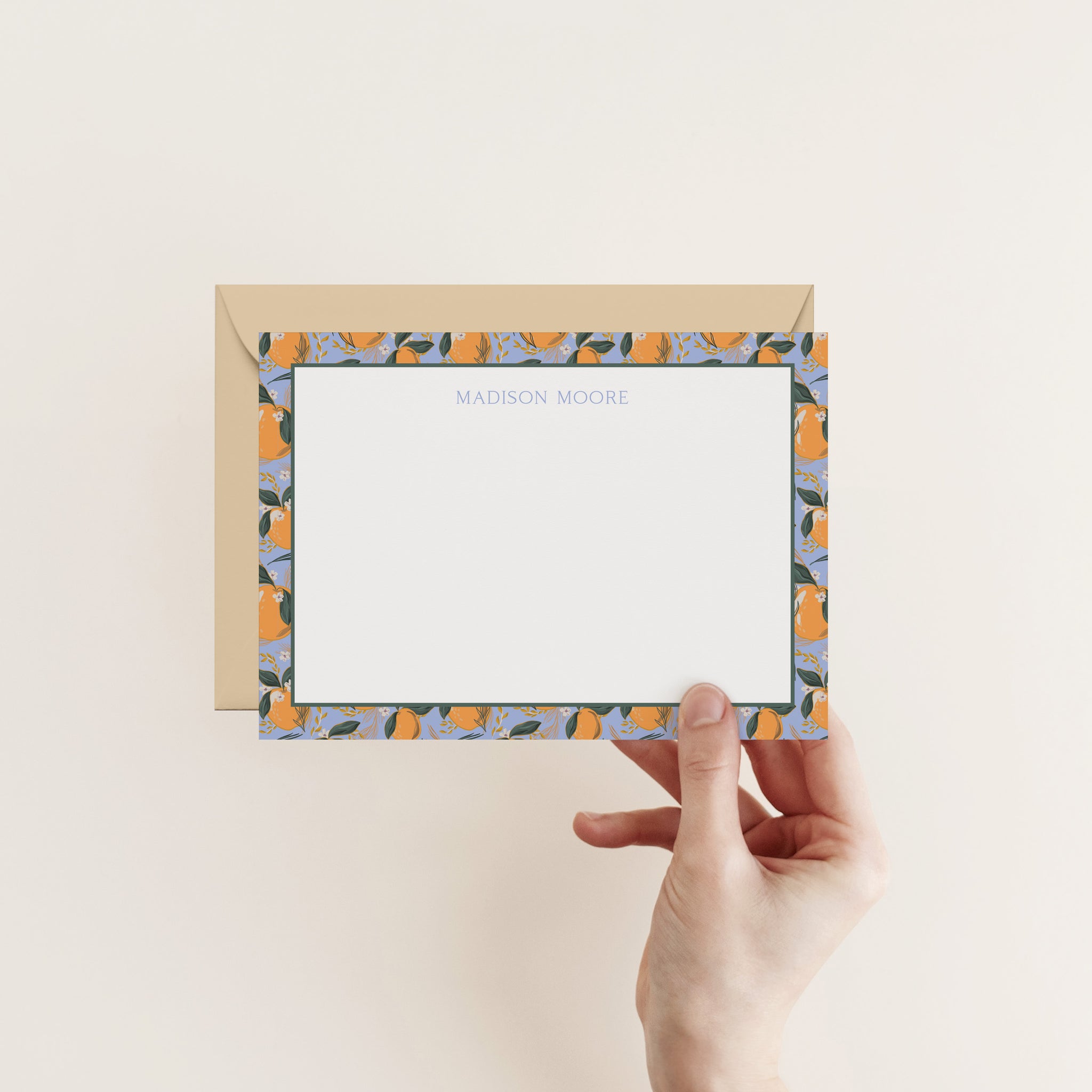 Blue/Orange Citrus Border Stationery